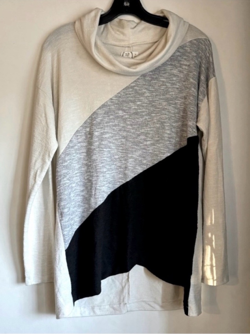 Maurices Ivory, Heather Gray & Black Colorblock Cowl Neck Sweater